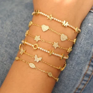 Trending Best Selling Women’s Adjustable Charm Bracelet Antique Gold Plated Brass & Zircon Butterfly Design