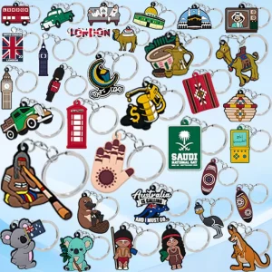 Trending New Fashion High Quality Rubber Keyring llaveros Middle East UK Australia Keychains for Promotions