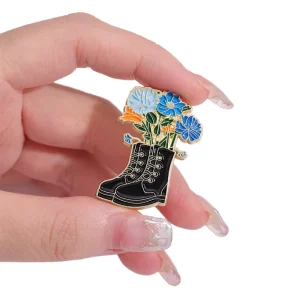 Trending Promotional Gifts Metal Enamel Pins Shoes Flowers Boots Potted Plant Lapel Badge Brooches