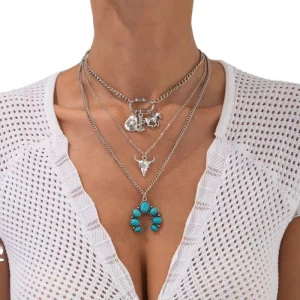 Trending Summer Fashion Geometric Long Beaded Buhhda Ethnic Boho Choker Necklace for Women