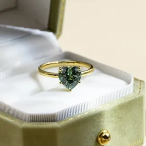 Trending Womens Jewelry 4 Ct Lab Grown Sapphire Green 925 Silver Heart Ring