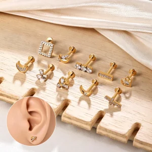 Trendsetters Unisex Wedding Fashion Beach Gold Plated Ball Drop Earrings with Zircon for Party Occasions