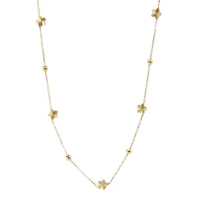 Trendy 14K Gold Plated Stainless Steel Link Chain Flower Buckle Necklace Customized For Women Gift Hypoallergenic