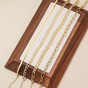 Trendy 18K Gold Plated 925 Sterling Silver Fashion Jewelry Snake Paper Clip Link Chain Anklet for Women