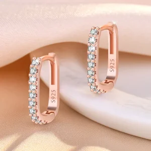 Trendy 18K Gold Plated Brass Earrings Jewelry Shiny Zircon Inlaid Ear Buckle Huggie Earrings Jewelry for Women Girls