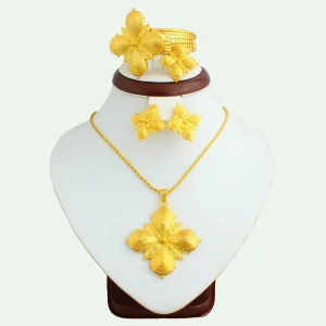 Trendy 18K Gold Plated Brass Jewelry Set for Weddings and Parties Fashionable Gift Option