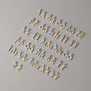 Trendy 18K Gold Plated S925 Silver Zircon Initial Letter Charms 925 Sterling Silver Alphabet Pendants