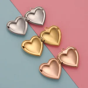 Trendy 18k Gold Pvd Plated 316l Stainless Steel Jewelry Heart Christian Channel Setting Charms Jewelry Women Charm for Gift