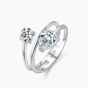 Trendy 925 Sterling Silver Round Water Drop Interweaving Zircon Rings For Women Wedding Engagement Jewelry