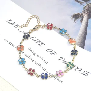Trendy Alloy 4-Leaf Clover Jewelry Set Minimalist Elegant Necklace & Bracelet for Women