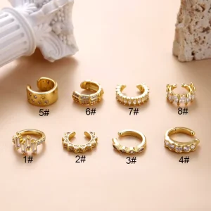 Trendy Aretes Orecchie Ohrring Full Zircon Ear Cuff Wrap Geometry Ear Clip on Earrings for Women Jewelry