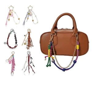 Trendy Bag Charm PU Leather Pendants Keychain Phone Pendant Bags Decorations