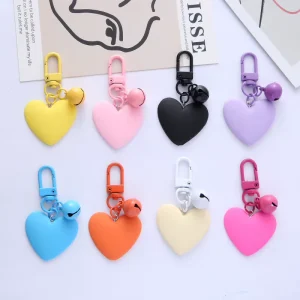 Trendy Bag Key Charms Candy Color Heart Pendant Keychain Accessories for Women