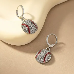 Trendy Ball shaped Alloy Hoop Earrings with Crystal for Women’s Party Occasion