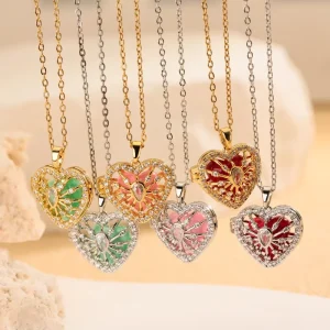Trendy Bamboo Chain Heart Crystal Pendant Necklace for Women Copper Made Daily Wear Jewelry Niche Design Gift Fashion Accessory