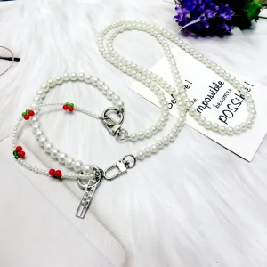 Trendy Beaded Wrist Chain Bag Charm Cute Phone Strap Pendant Purse Hanging Accessories for Handbag Decoration Jewelry Gift