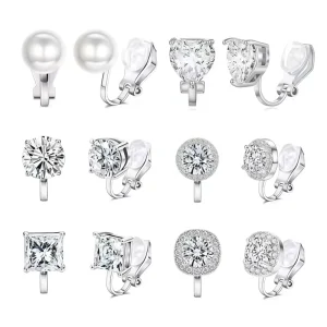 Trendy Bijoux Anti-allergic Fashion Cubic Zircon Flower Earring Stud Clip on CZ Earrings Women Girls Daily Gift Earring