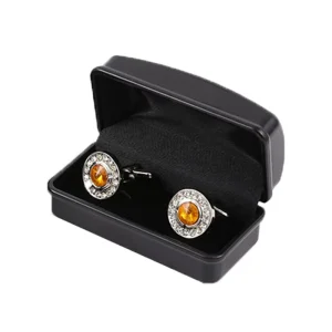 Trendy Black Cufflink Box Custom Design Premium Plastic Paper Jewelry Packaging Display Case Fashionable Gift Set