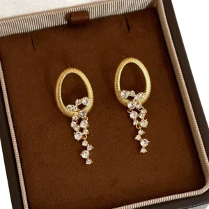 Trendy BlingBling Crystal Beads Daily Use Stud Earrings Unisex Anniversary Starlight Waterfall Tassel Jewelry