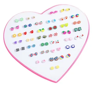 Trendy Christian Fruit Flower Animal Plastic Resin Stud Earrings Handmade Clay Children’s Jewelry