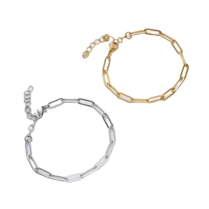 Trendy Chunky Inoxidable18k Gold Plated Paperclip Chain Stainless Steel Adjustable Customizable Unisex Fashion Cuff