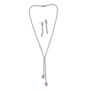 Trendy Classic Diamond Link Chain Necklace and Earrings Set High Quality Zircon Jewelry for Women Party Wedding and Gifts