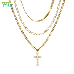 Trendy Classic Party Dazzling Fashion Brass Necklace 18k Gold Plated Zircon Link Chain Necklace Women Brass Chains