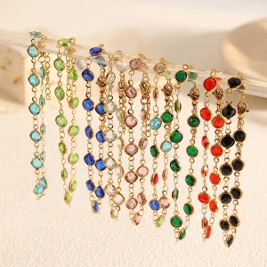 Trendy Colored Crystal Rhinestone Women’s Bracelet Beads Charms for Jewelry Making Gift Occasion 18K Gold Plated