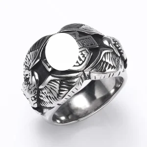 Trendy Costume Jewelry Punk Stainless Steel No Stone Hawk Flying Eagle Knight Unisex Rings Skyhawk Sculpture Fashion