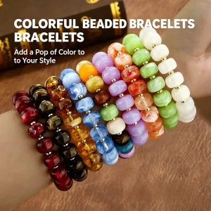 Trendy Cross Border Acrylic Beaded Bracelet Colorful Stretch Strand Bohemian High End Statement Jewelry For Women