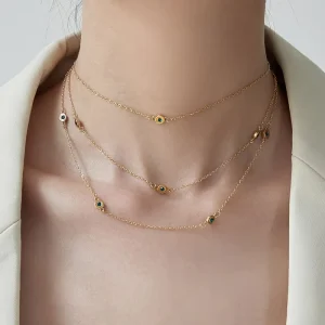 Trendy Custom 316L Stainless Steel 14k 18k Pvd Gold Plated Fashion 3 Layered Necklace for Women