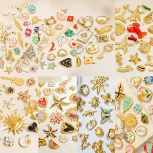 Trendy Custom Handmade DIY Cute Zircon Jewelry Colorful 18K Gold PVD Plated Stainless Steel Pendants & Charms Fashion Jewelry