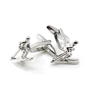 Trendy Custom Men’s Fashion Accessory Novelty Skier Sliding Sports Cufflinks Wedding Tuxedos Suit Shirts Trendy
