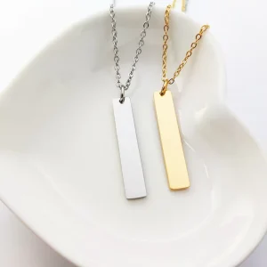 Trendy Dainty Blank Bar Charm Necklace High Quality Vertical Bar Necklace Jewelry Costume Necklace Joyeria De Acero