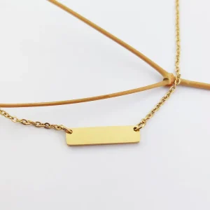 Trendy Dainty Blank Bar Charm Necklace High Quality Vertical Bar Necklace Jewelry Costume Necklace Joyeria De Acero
