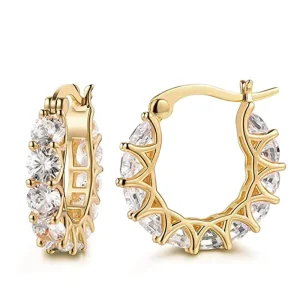 Trendy Dainty Circle Hoop Earrings With Cubic Zircon Silver Needle Brass Fashion Jewelry for Girls Daily Wear Gift