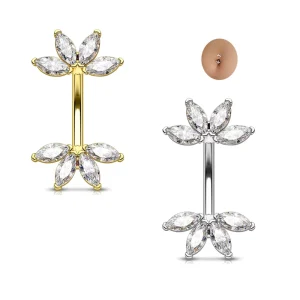 Trendy Design Marquise CZ Belly Button Ring Stainless Steel Body Piercing Jewelry Navel Fashion Jewelry for Women Men