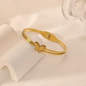 Trendy Design Open Butterfly Bracelet Gold Plated Stainless Steel Fashion Jewelry Manufacture in Stock Fashion Jewelry