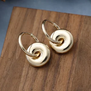 Trendy Donut Genuine 18K Gold Plated Stainless Steel Hoop Earrings Minimalist Fashion Woman Costume Jewelry