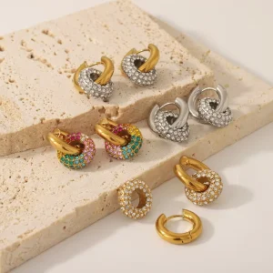Trendy Earrings Gold Silver Colored Stainless Steel Earrings Retro Personality Fashion Jewelry