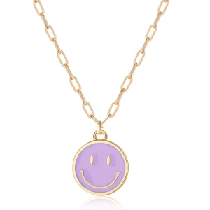 Trendy Face Charm Pendant Necklace for Women Fashion Resin Jewelry Birthday Gift Daily Wear Accessories