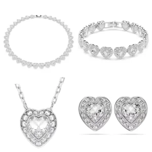 Trendy Famous Designer Brand Shiny Copper Zircon Heart Crystal Ariana Grande Set for Wedding Engagement Gift Party