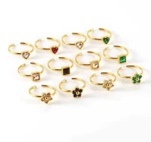 Trendy Fashion Accessory Colorful Rectangular Zircon Ring for Women New Arrival High-End & Elegant Jewelry TGJZ3553