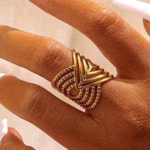 Trendy Fashion Geometric Stainless Steel Electroplated Ring for Women Unisex Fashion Rings