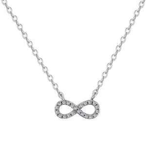 Trendy Fashion Jewelry Cubic Zirconia Forever Love Infinity Pendant Necklace 925 Sterling Silver Adjustable Necklaces for Women
