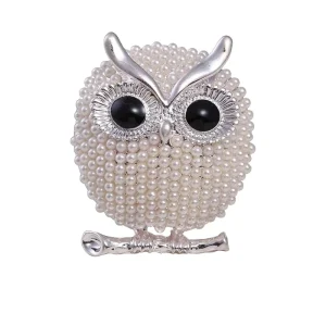 Trendy Fashion Jewelry Cute Animal Owl Brooches Pearl Brooches Women Crystal Rhinestone Clothing Ladies Brooch Plating Alloy