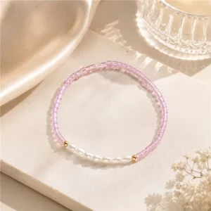 Trendy Fashion Pink Zircon Crystal Pearl Bracelet Natural Freshwater Seed Bead Elastic Bracelet