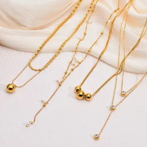 Trendy Gentle Slimming Y Shaped Pearl Long Tassel Necklace Stainless Steel Collarbone Neck Chain Link Chain Pendant Necklace