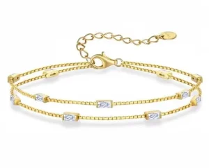 Trendy Geometric Cubic Zirconia Charm Link Bracelet 17cm Dainty Simple Luxury Jewelry Gifts for Women
