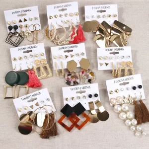 Trendy Geometric Metal Hoop Shape Acrylic Tassel Pearl Earrings for Women for Party Wedding Gift Main Material Alloy